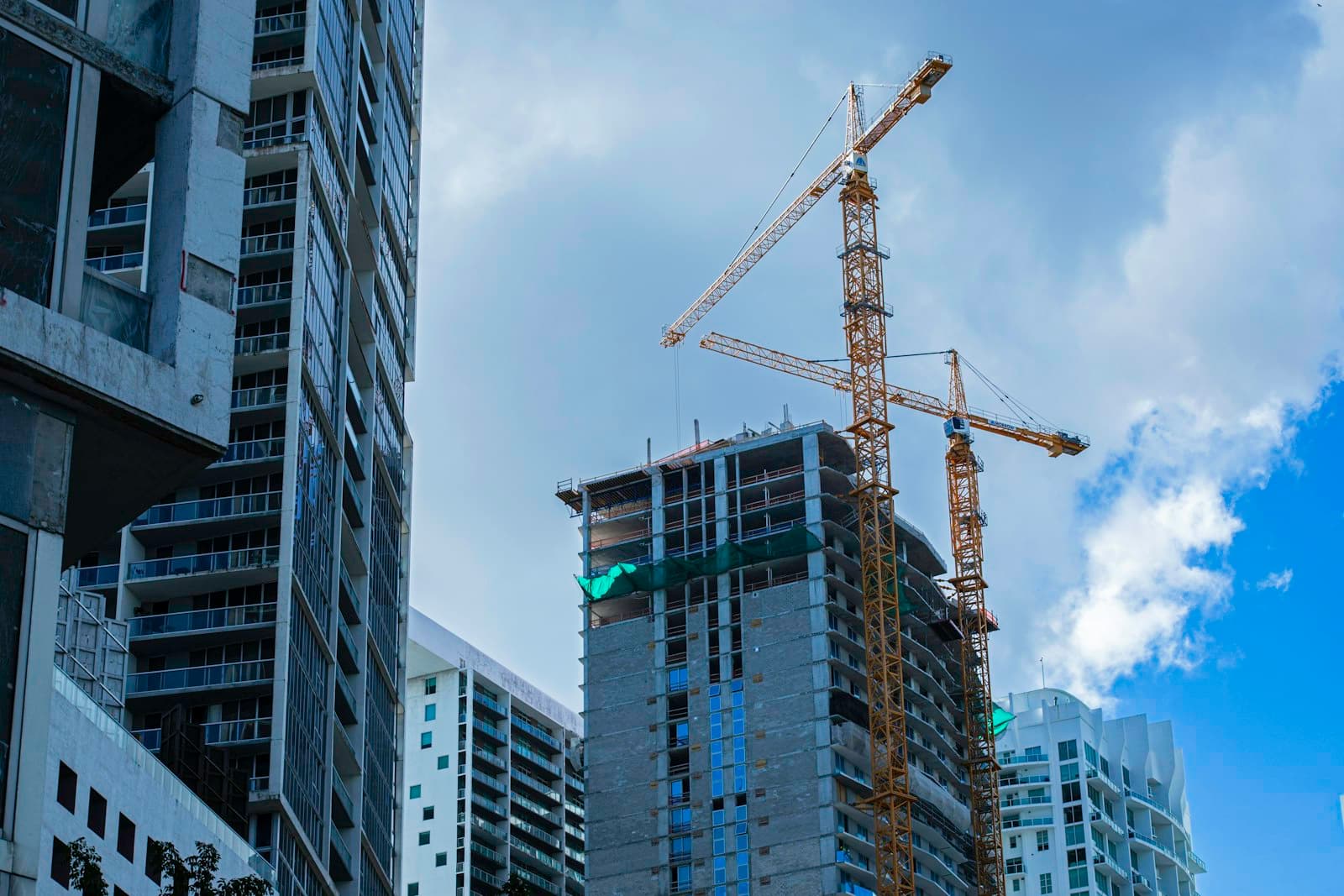 Cranes above a new residential building