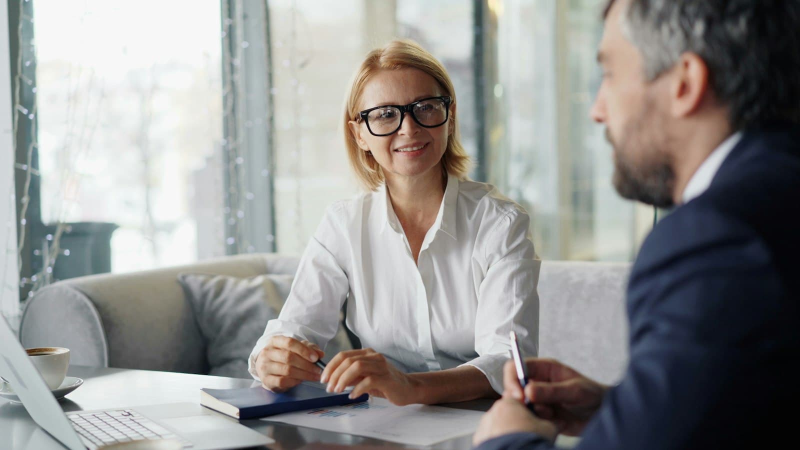 Mortgage adviser reviewing options with a client
